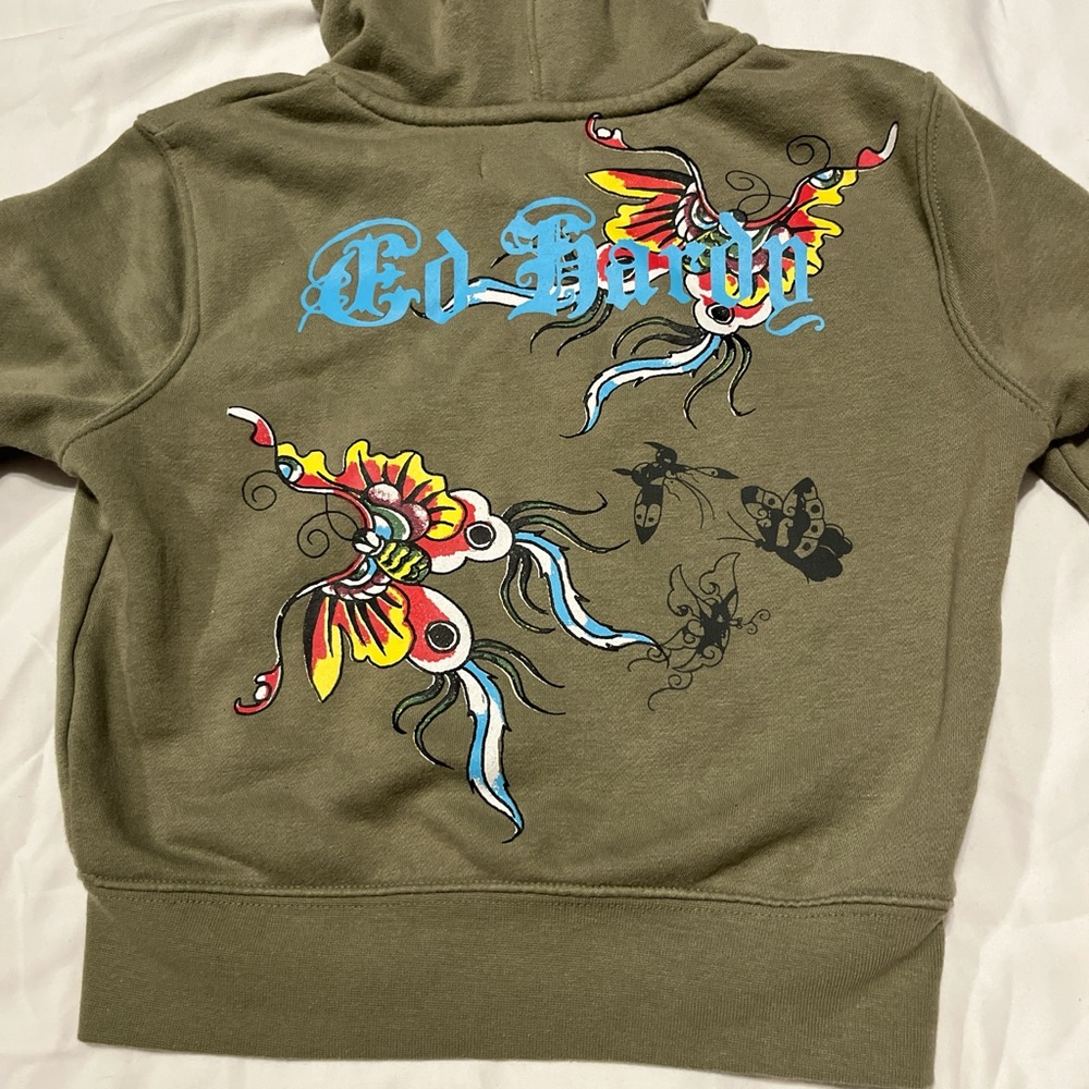Ed Hardy Khaki Hoodie with Vibrant Design - Picture 6 of 8